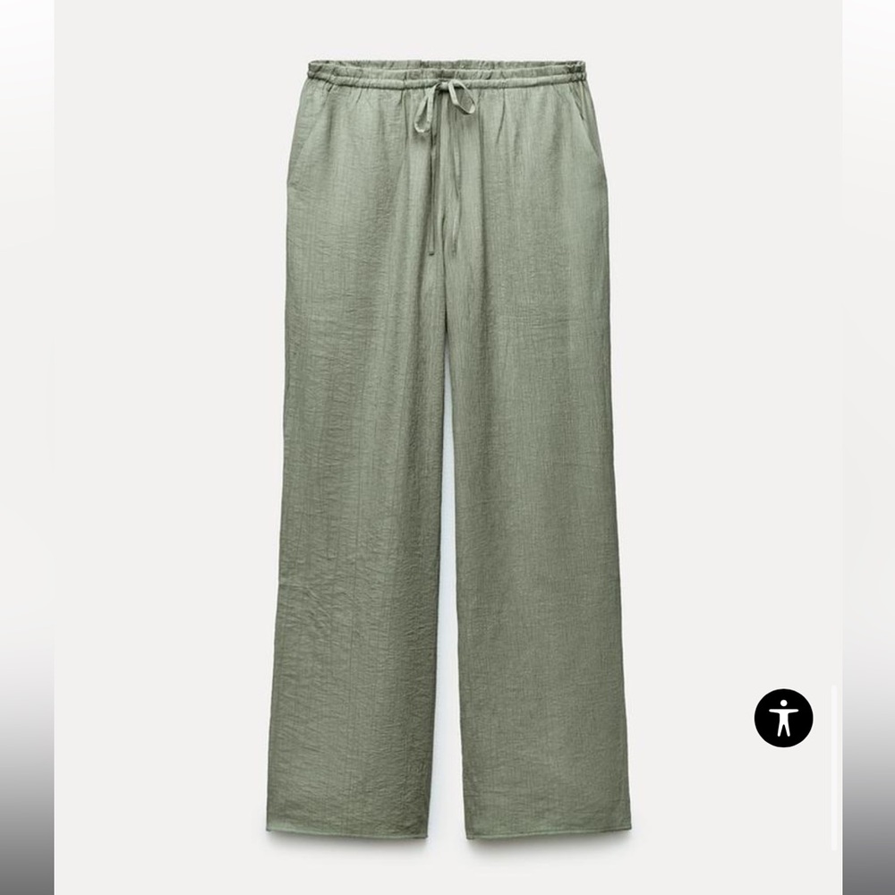 Zara Textured Pants Sea Green